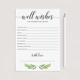 greenery bridal shower keepsakes for bride and groom