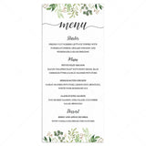 Green leaves menu card template editable PDF by LittleSizzle