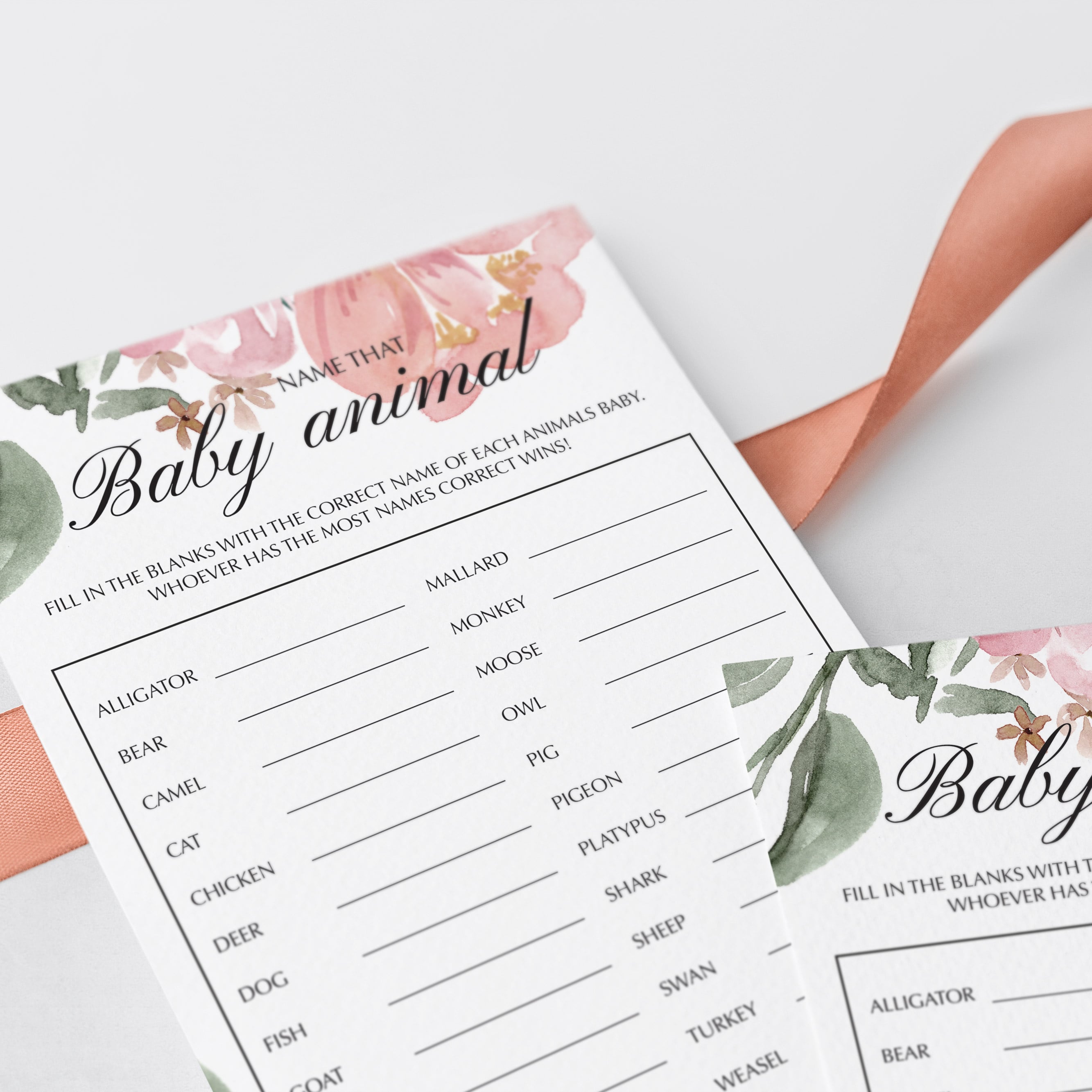 Name the baby animal game printable by LittleSizzle