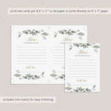 Watercolor leaves baby shower advice card for new parents by LittleSizzle