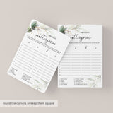 Birthday Scattergories Game Printable Greenery Theme