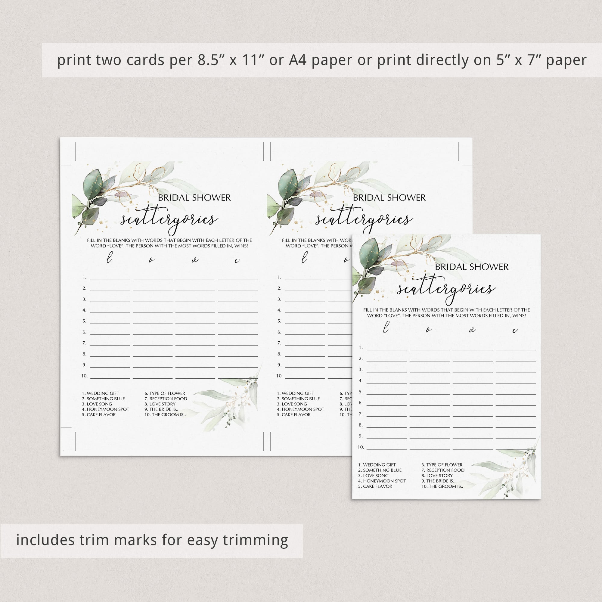 Modern bridal shower games instant download by LittleSizzle