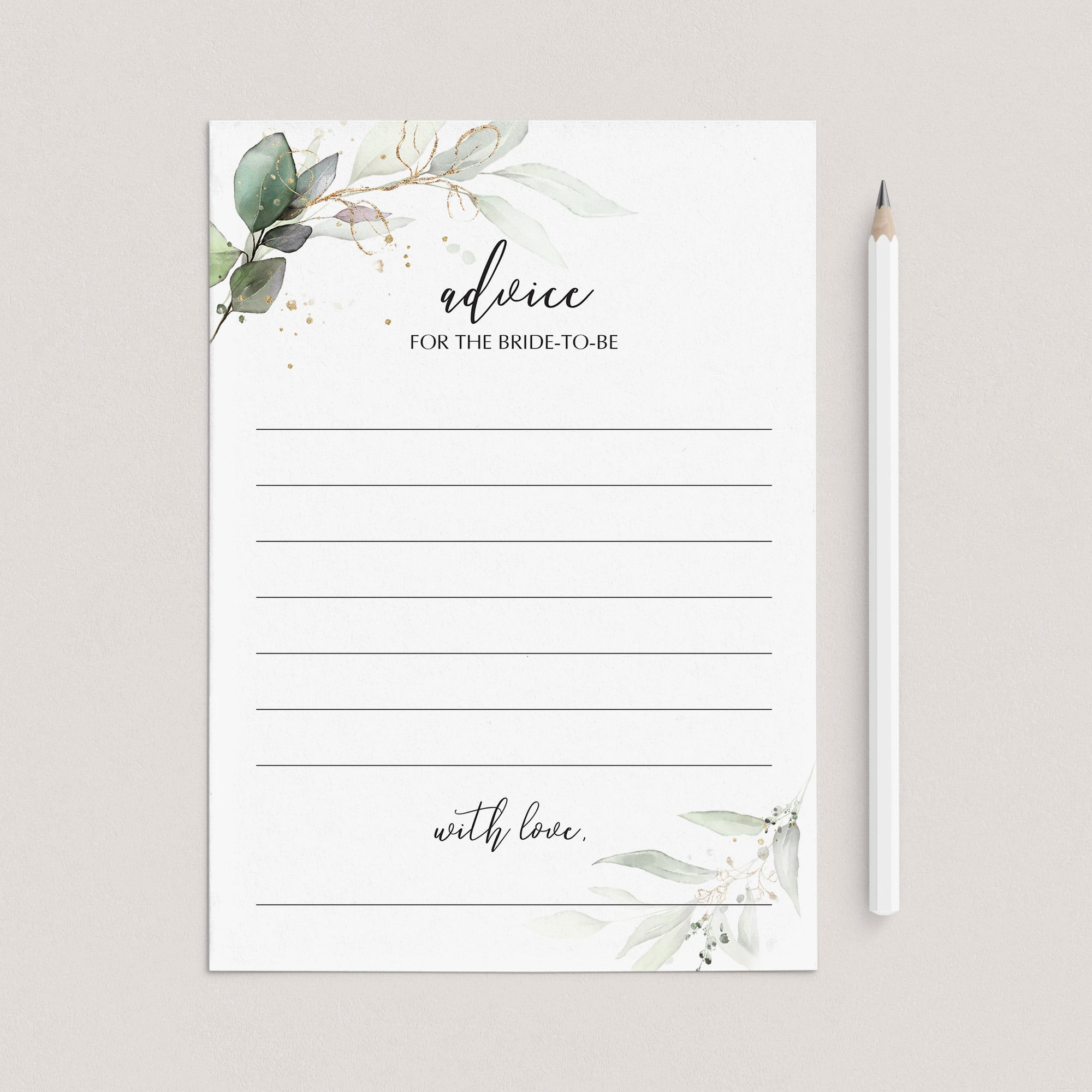 Green Foliage Bridal Shower Advice Card Printable by LittleSizzle