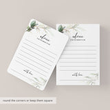 Green Foliage Bridal Shower Advice Card Printable