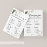 Greenery What's On Your Phone Game for Women's Birthday Party