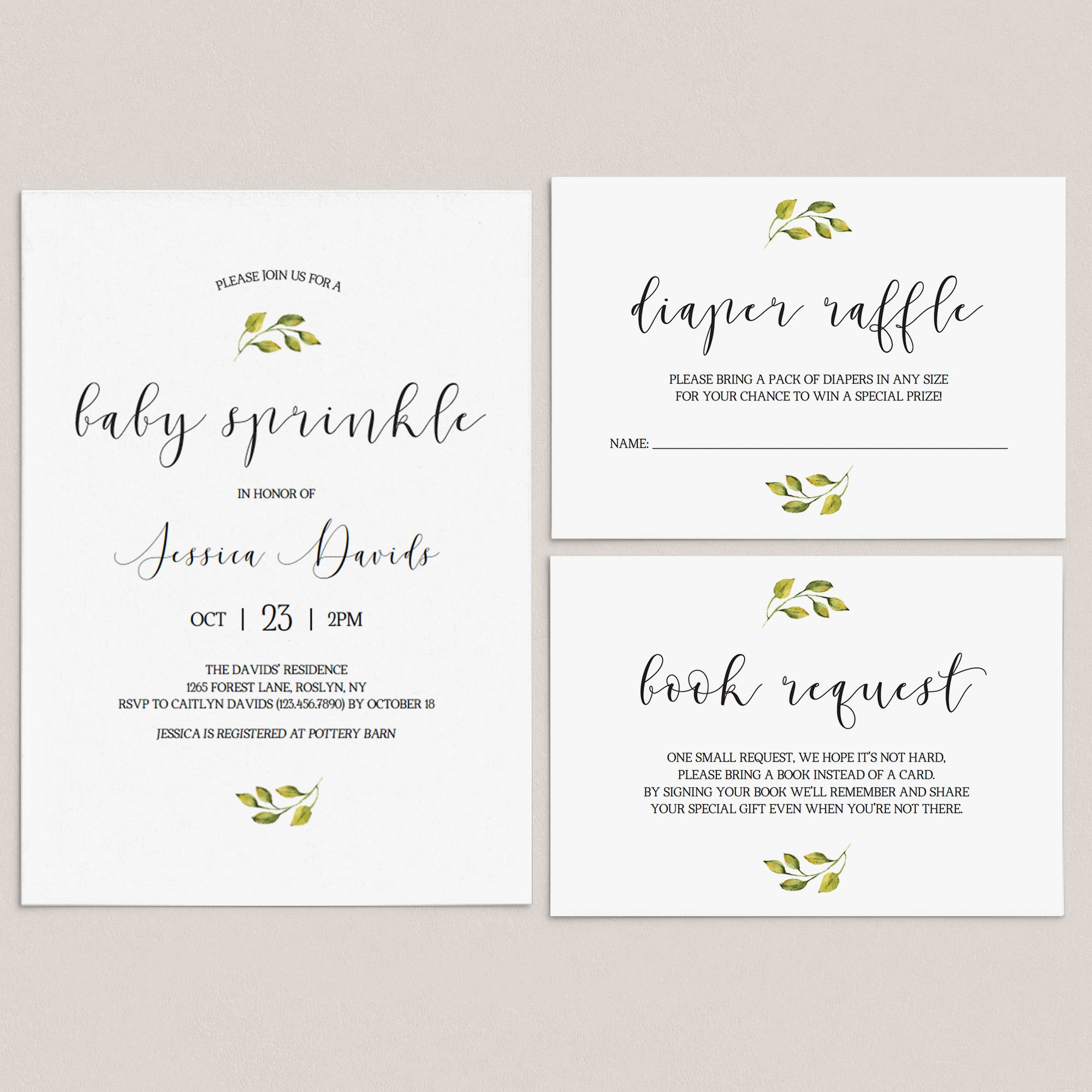 Minimal Baby Sprinkle Invitation Set Templates by LittleSizzle