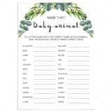 Name that baby animal game for green baby shower by LittleSizzle