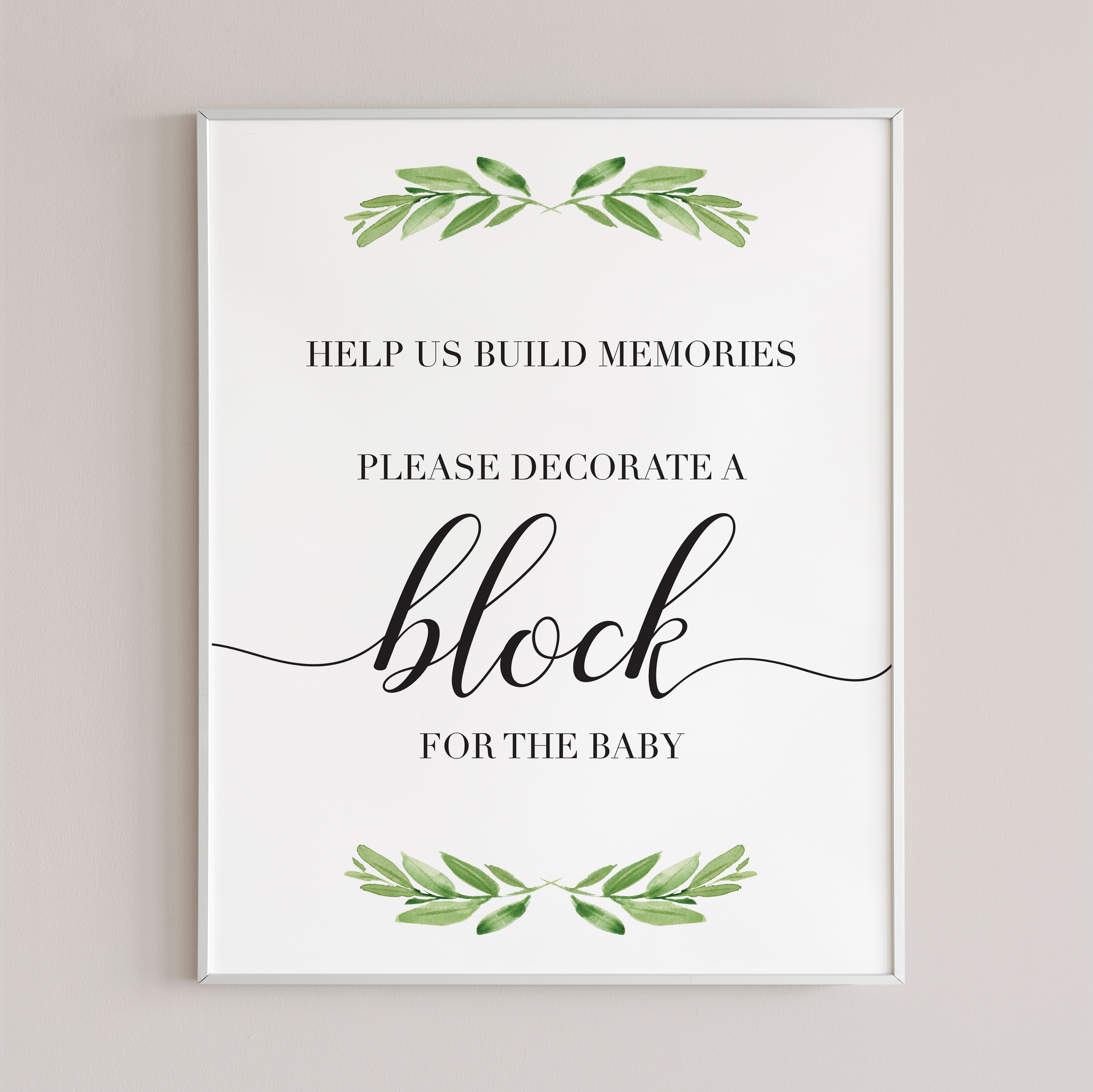 decorate a jenga piece for babyshower printable table top sign by LittleSizzle