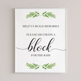 decorate a jenga piece for babyshower printable table top sign by LittleSizzle