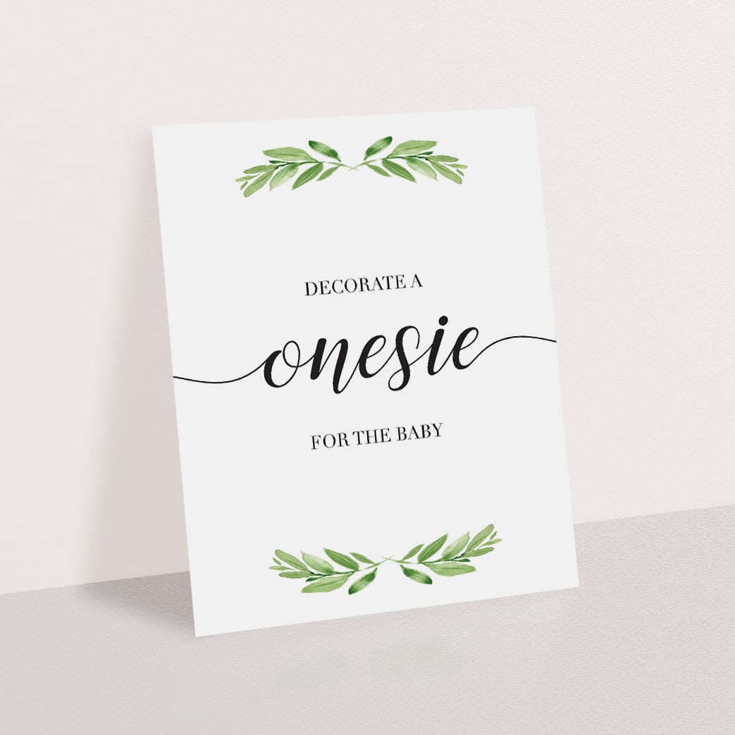 Onesie station table sign for gender neutral baby shower printable by LittleSizzle