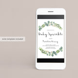 Greenery babysprinkle invitation templates instant download by LittleSizzle