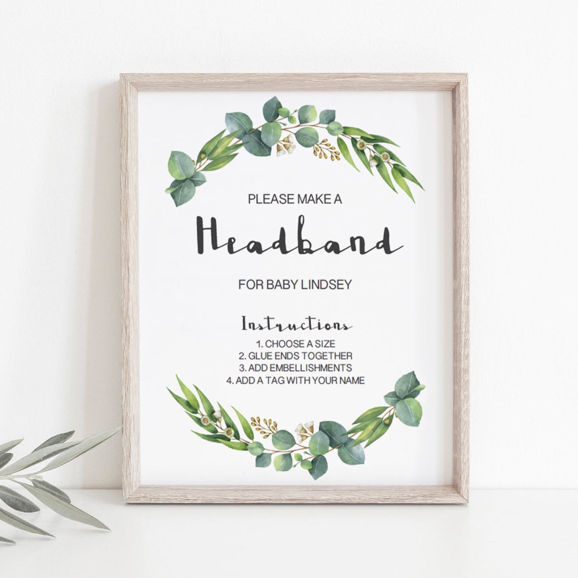 Watercolor eucalyptus leaves baby shower decorations by LittleSizzle