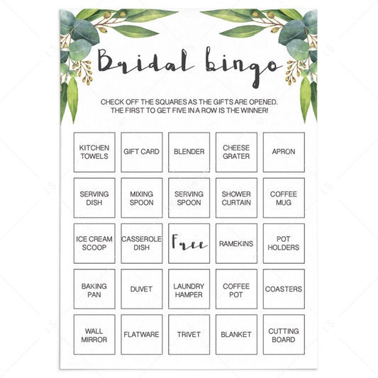 Printable Bridal Shower Bingo Cards Botanical by LittleSizzle