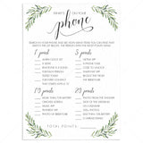 Printable Bridal Shower Game Botanical What's On Your Phone by LittleSizzle