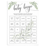 Complete Baby Bingo Game Set with Green Foliage