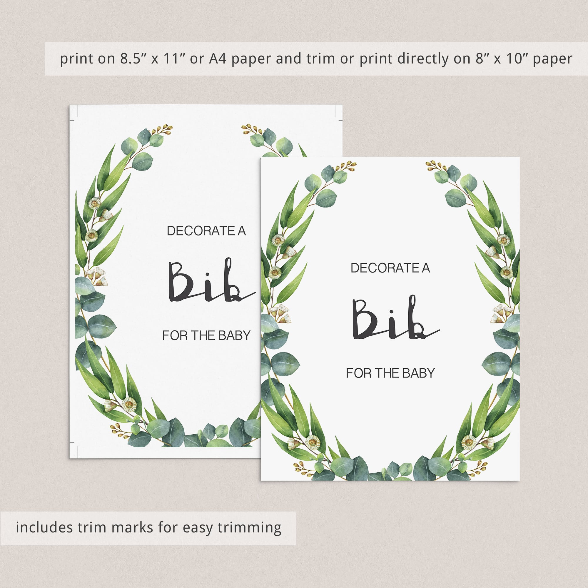 Decorate a bib sign green leaves baby shower by LittleSizzle