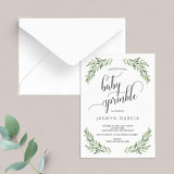 Greenery Leaf Baby Sprinkle Invitation Template