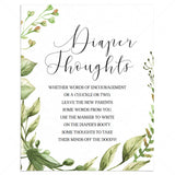 DIY baby shower diaper thoughts game greenery by LittleSizzle