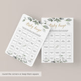 Gold And Greenery Baby Shower Bingo Cards Prefilled