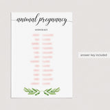 Animal gestation baby shower game answers by LittleSizzle