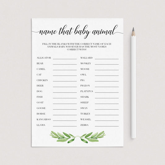 Instant download animals game answer sheet by LittleSizzle