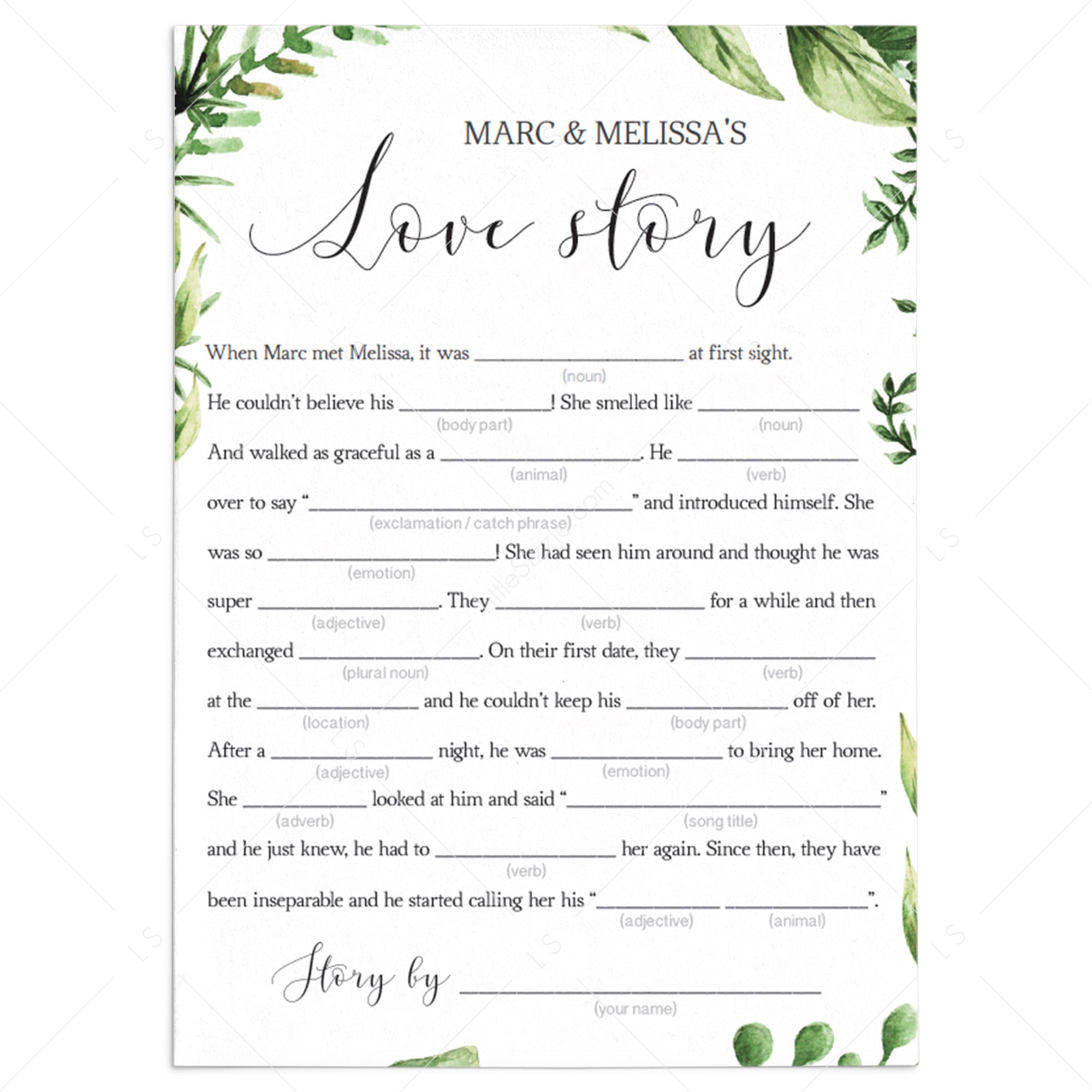 green leaf bridal shower word games by LittleSizzle