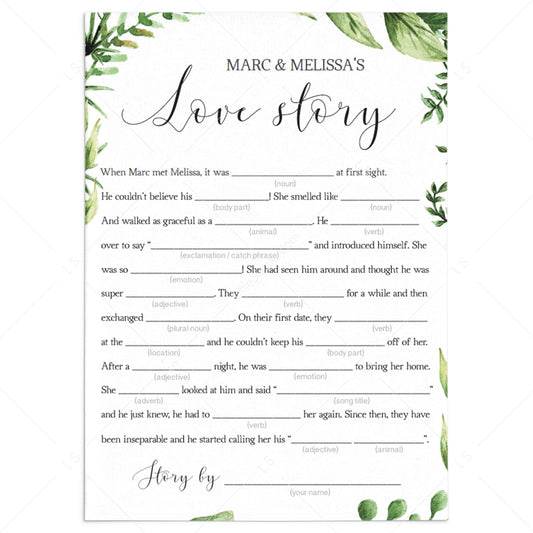 green leaf bridal shower word games by LittleSizzle