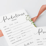 Watercolor greenery baby shower baby predictions cards printable by LittleSizzle