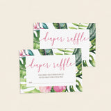 Botanical Diaper Raffle Ticket for Baby Shower