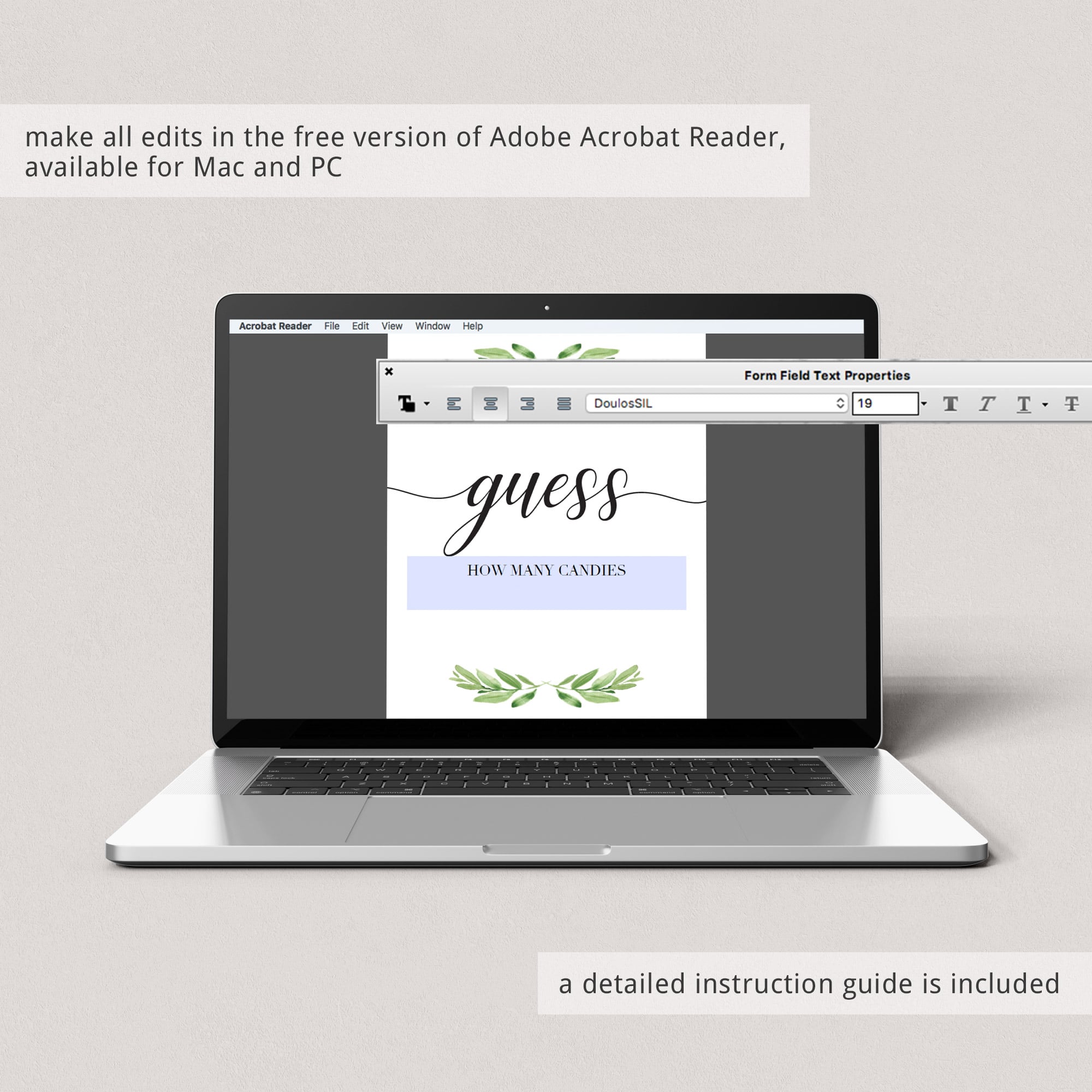 Green foliage baby shower guessing game printable by LittleSizzle
