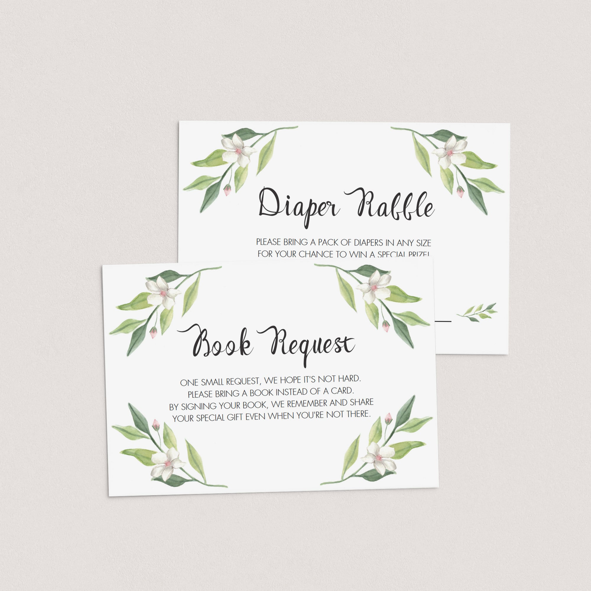 Woodland green foliage baby shower inserts by LittleSizzle