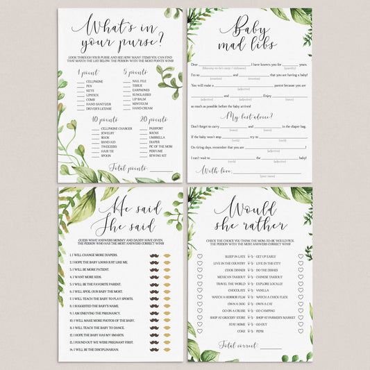 Botanical baby shower games printable package by LittleSizzle