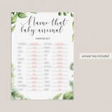 Instant download baby shower animals game green leaves by LittleSizzle