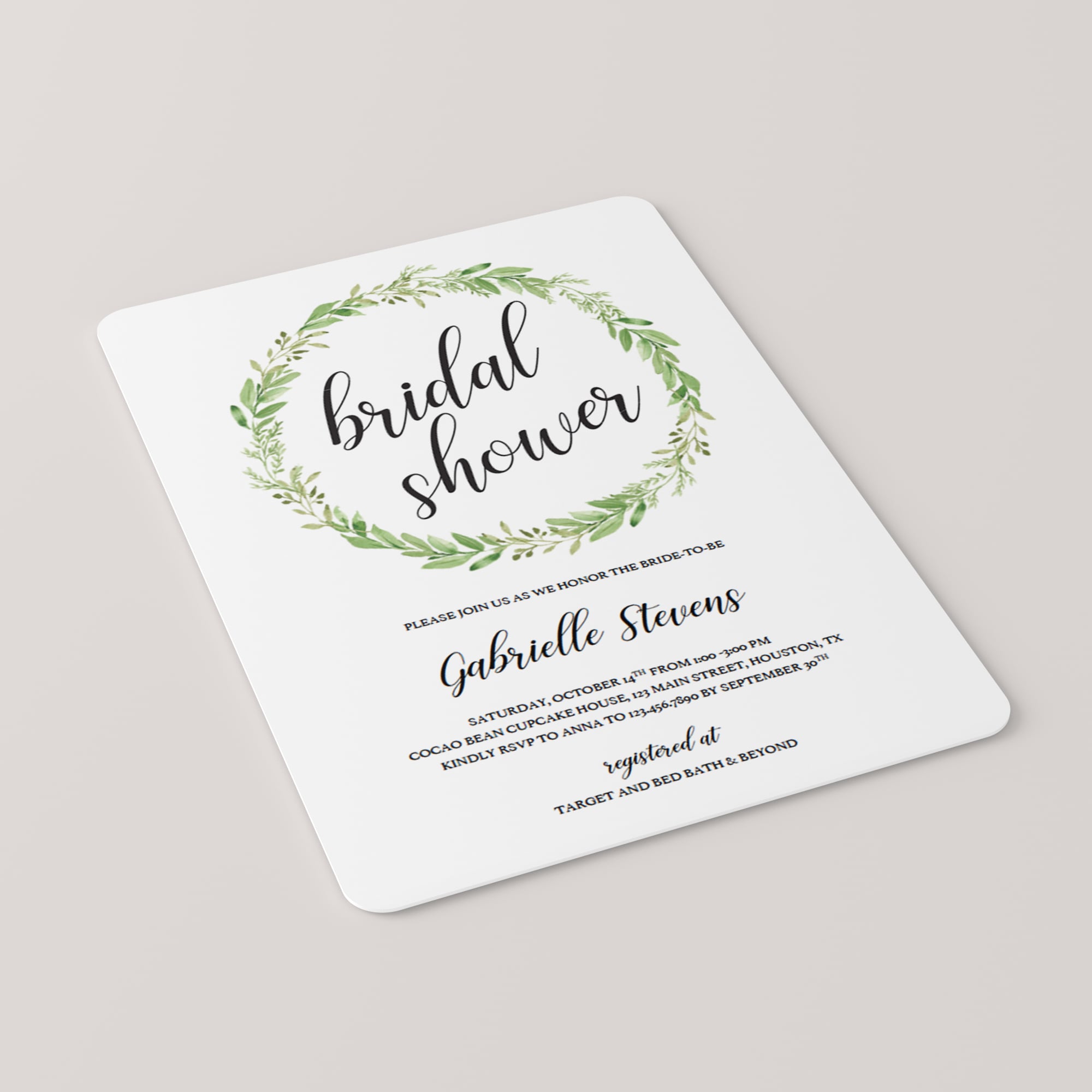 Greenery bridal shower invites by LittleSizzle