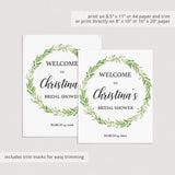 Green Wreath Welcome to Bridal Shower Sign Printable