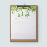 Hawaiian themed party gift list printable by LittleSizzle