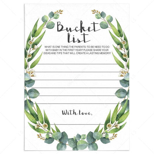 Printable Bucket List for Baby Cards with Green Wreath by LittleSizzle