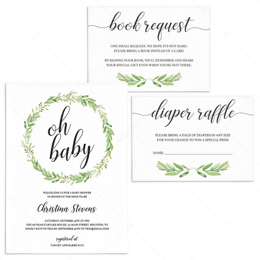 Greenery Baby Shower Invitation Set Download by LittleSizzle