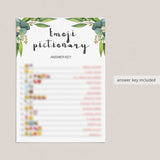 greenery bridal shower emoji pictionary game cards