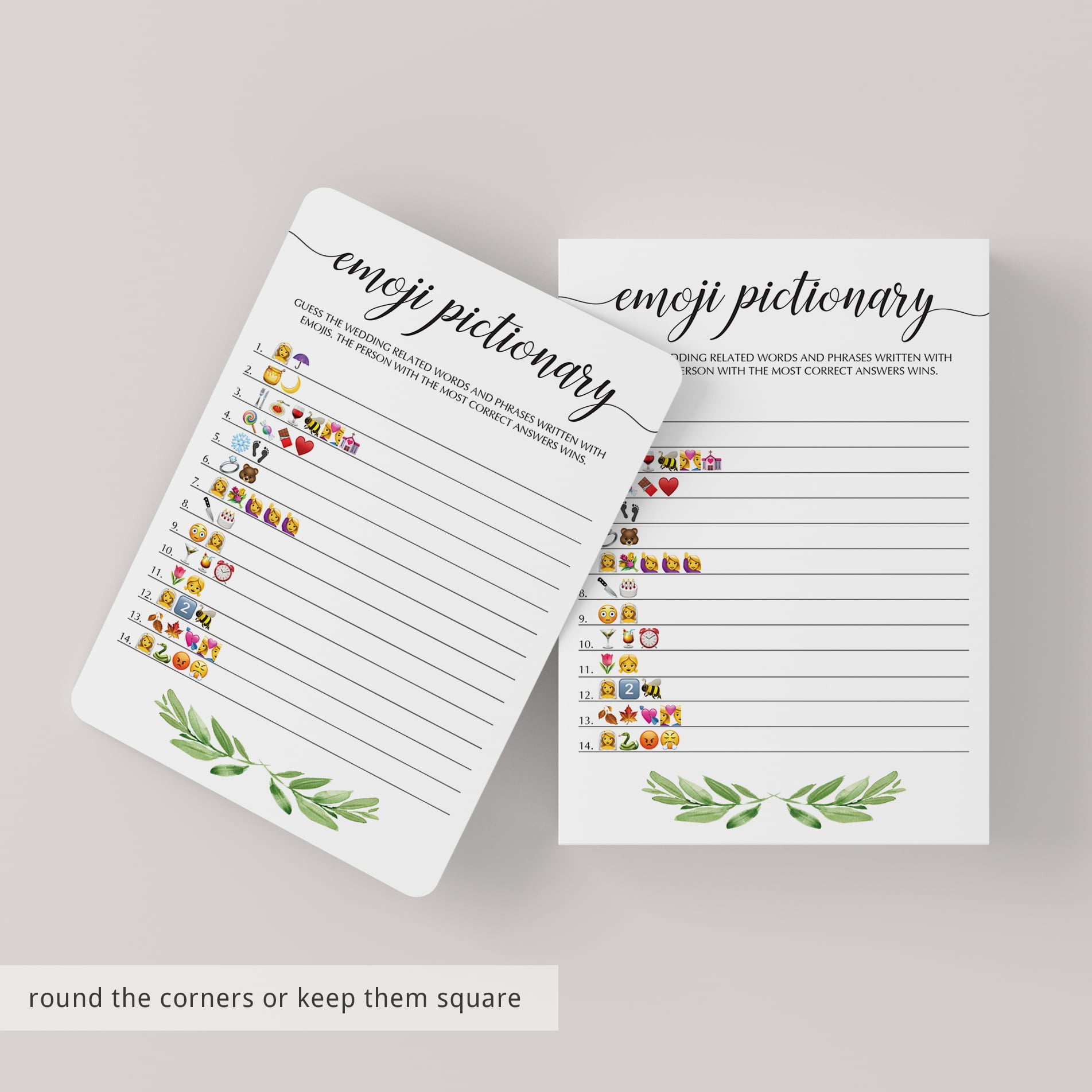 printable emoji pictionary for bridal shower decor