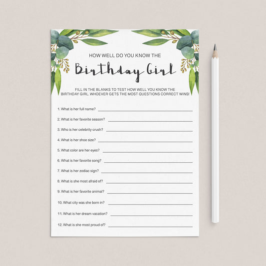 How Well You Know The Birthday Girl Printable by LittleSizzle