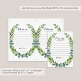 Greenery Baby Shower Advice Card Printable & Fillable PDF Template