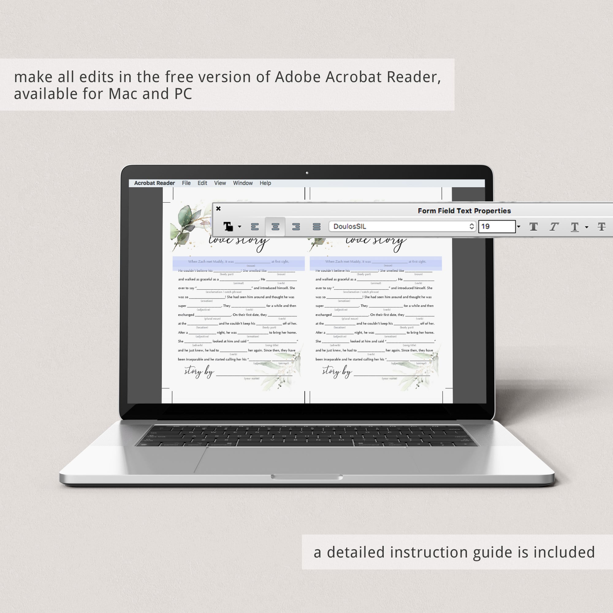 greenery bridal shower mad libs printable