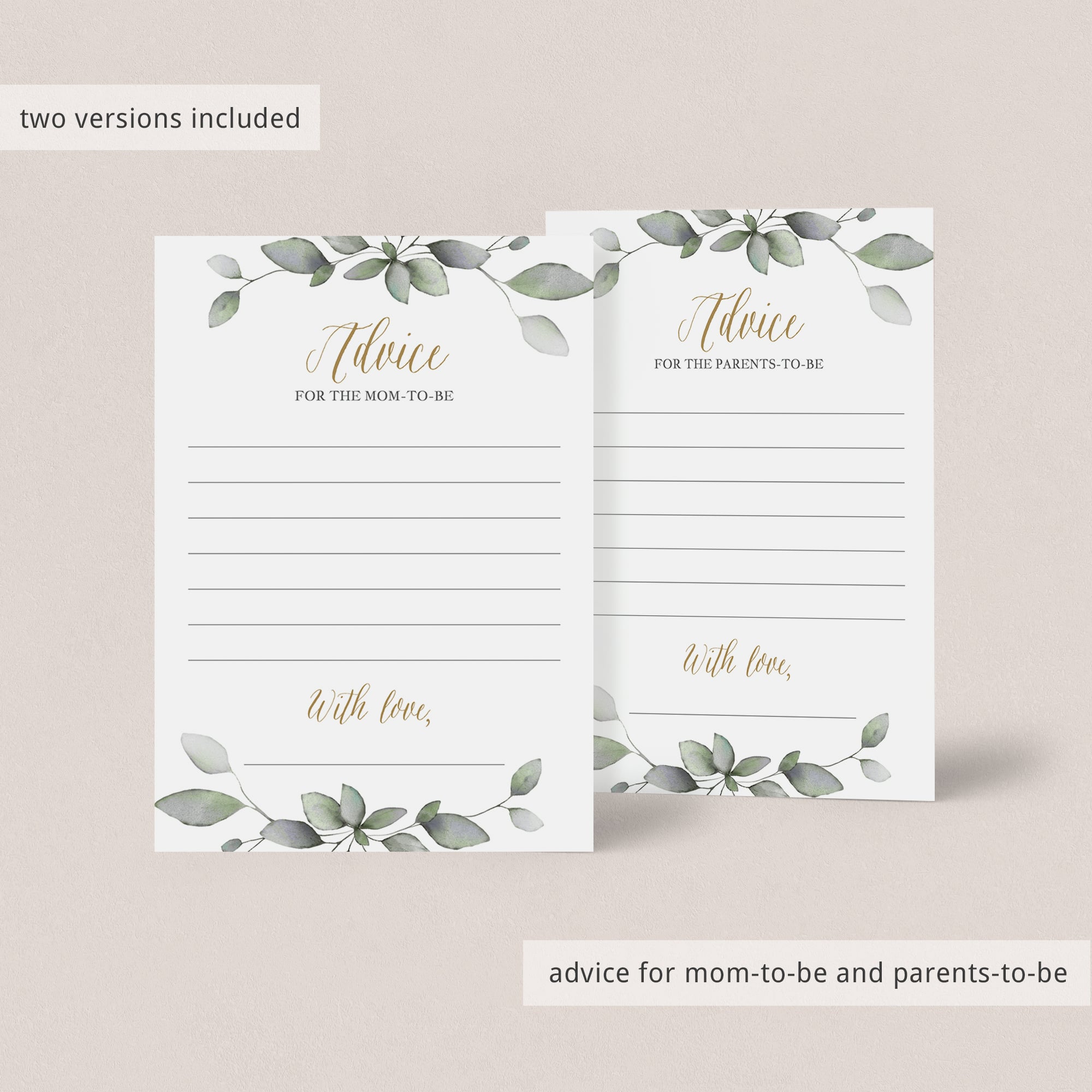 Baby prediction card green and gold baby shower gender neutral by LittleSizzle