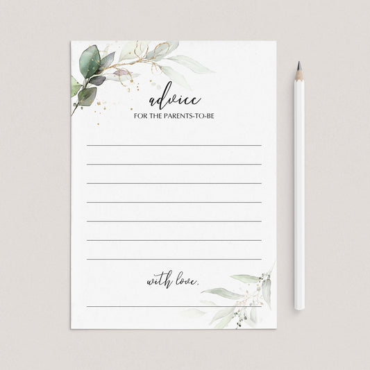 Coed Baby Shower Advice Card Printable by LittleSizzle