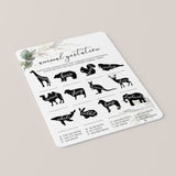 Greenery and Gold Baby Shower Game Animal Gestation Match
