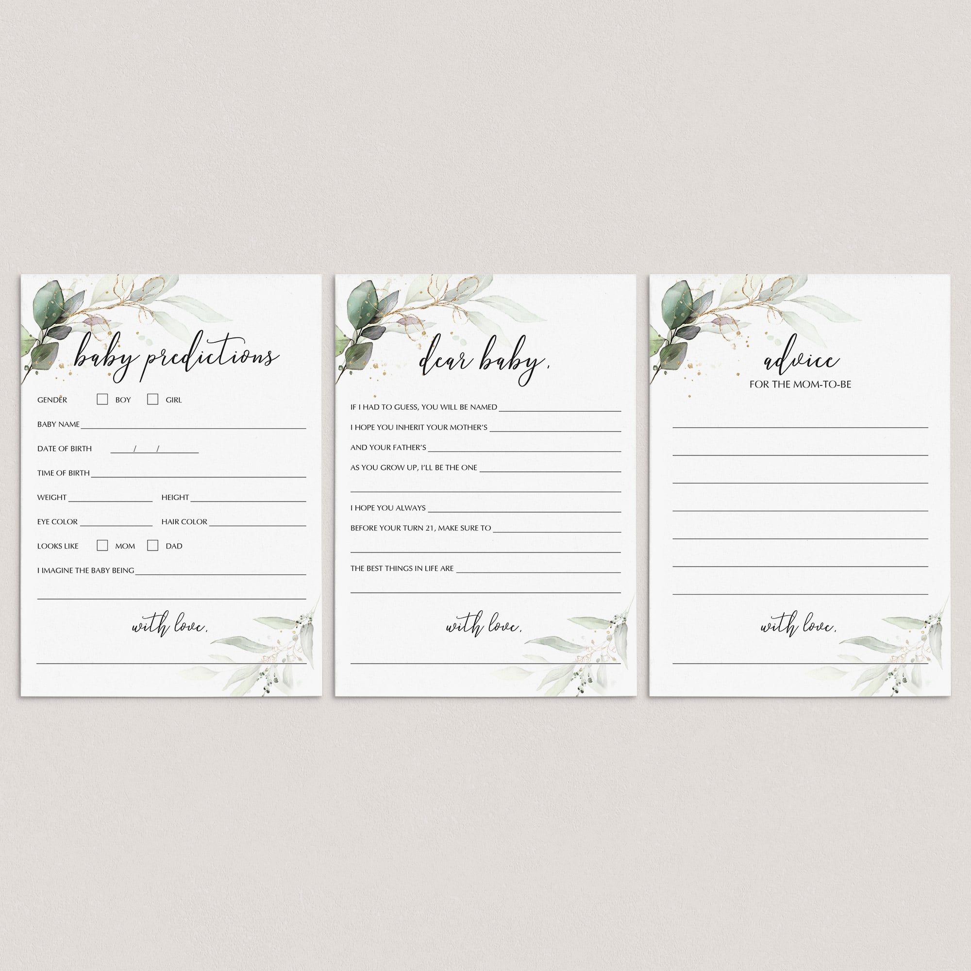 Green and Gold Baby Shower Keepsakes for Mom-To-Be by LittleSizzle