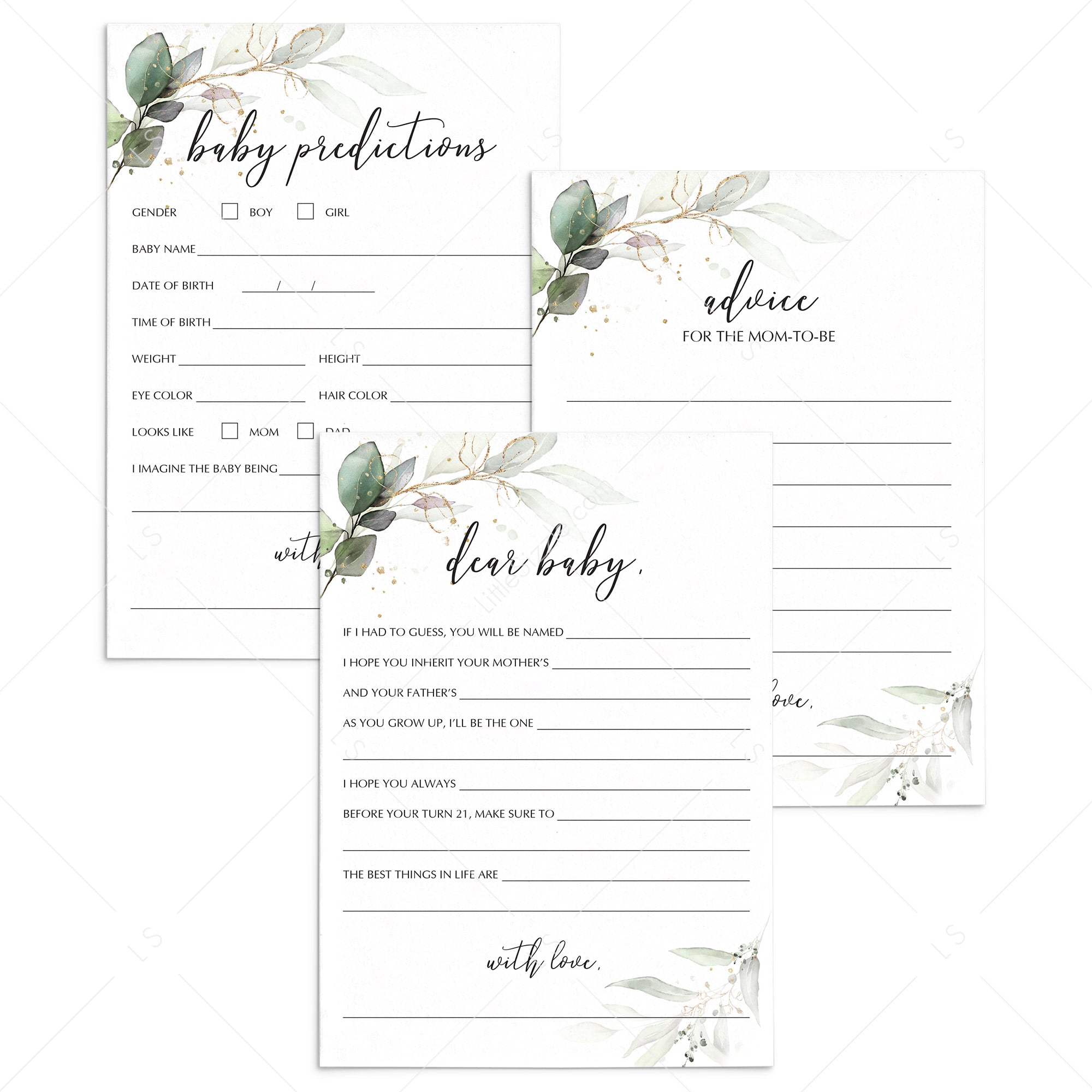 Green and Gold Baby Shower Keepsakes for Mom-To-Be by LittleSizzle