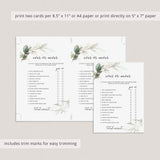 Adult Ever or Never Birthday Game Printable Greenery Gold