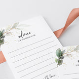 Green Foliage Bridal Shower Advice Card Printable